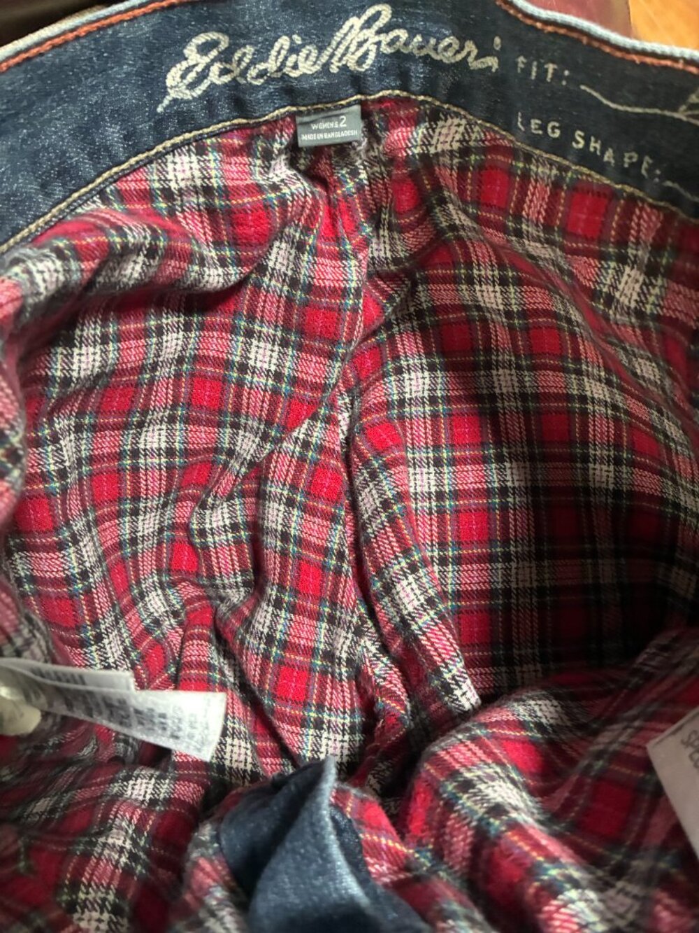 Eddie Bauer flannel lined boyfriend jeans Size 2 Gorpcore Cabin core Americana. - Picture 8 of 8
